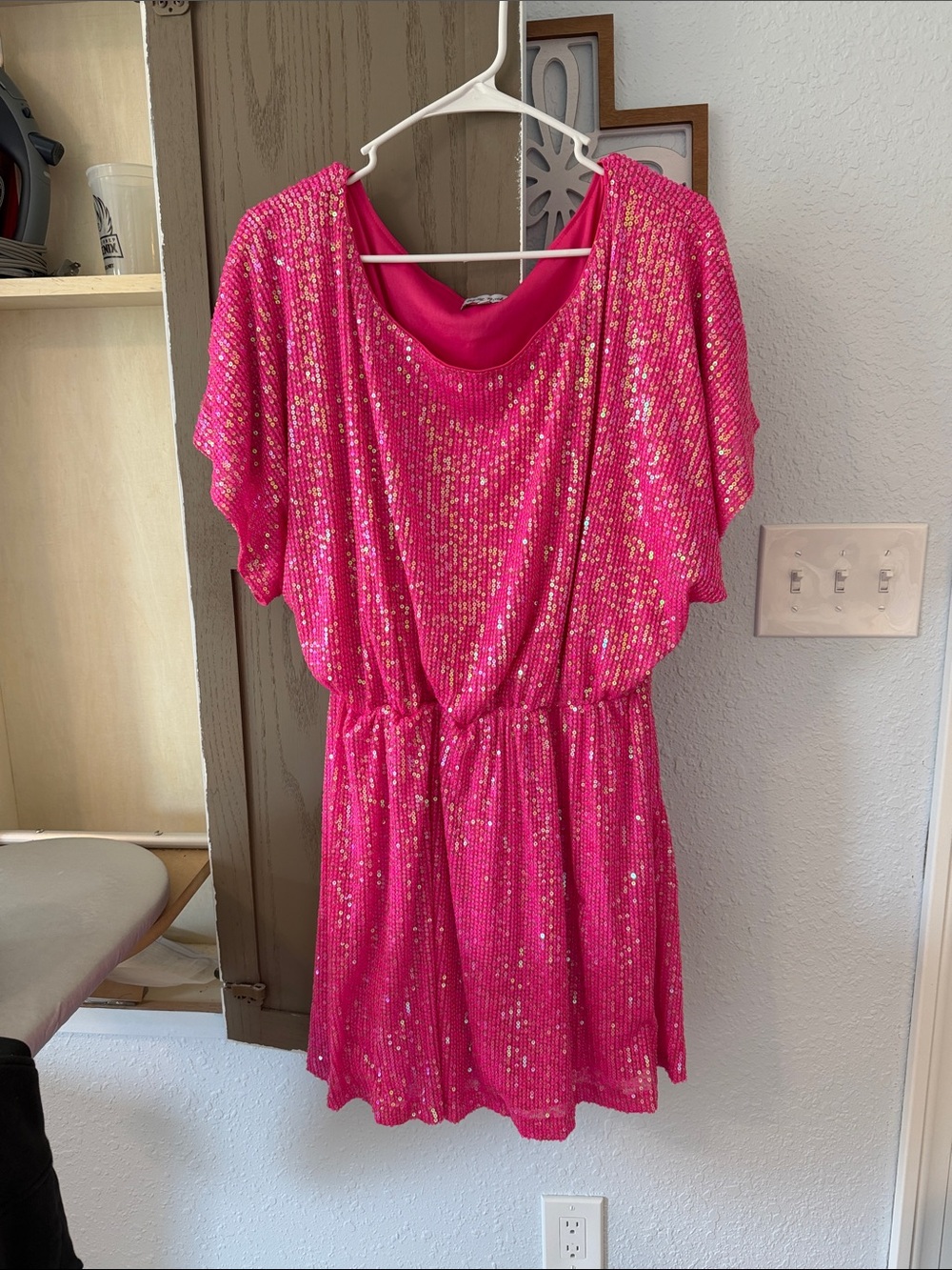 white birch Hot Pink Sequin Midi Dress